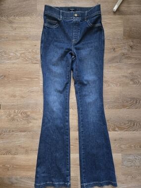 Spanx The Perfect Jean Hi-Rise Dark Blue Flared Women’s Jeans TALL Size Small